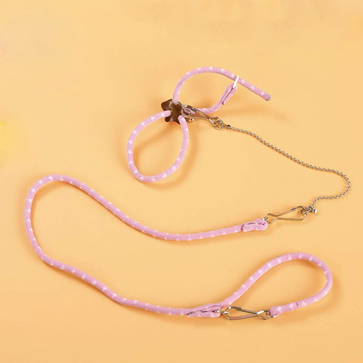 Wontee Adjustable Leash Harness with Bell for Small Animals | Soft Nylon & Metal, Pink, 6-15cm Neck - view 5