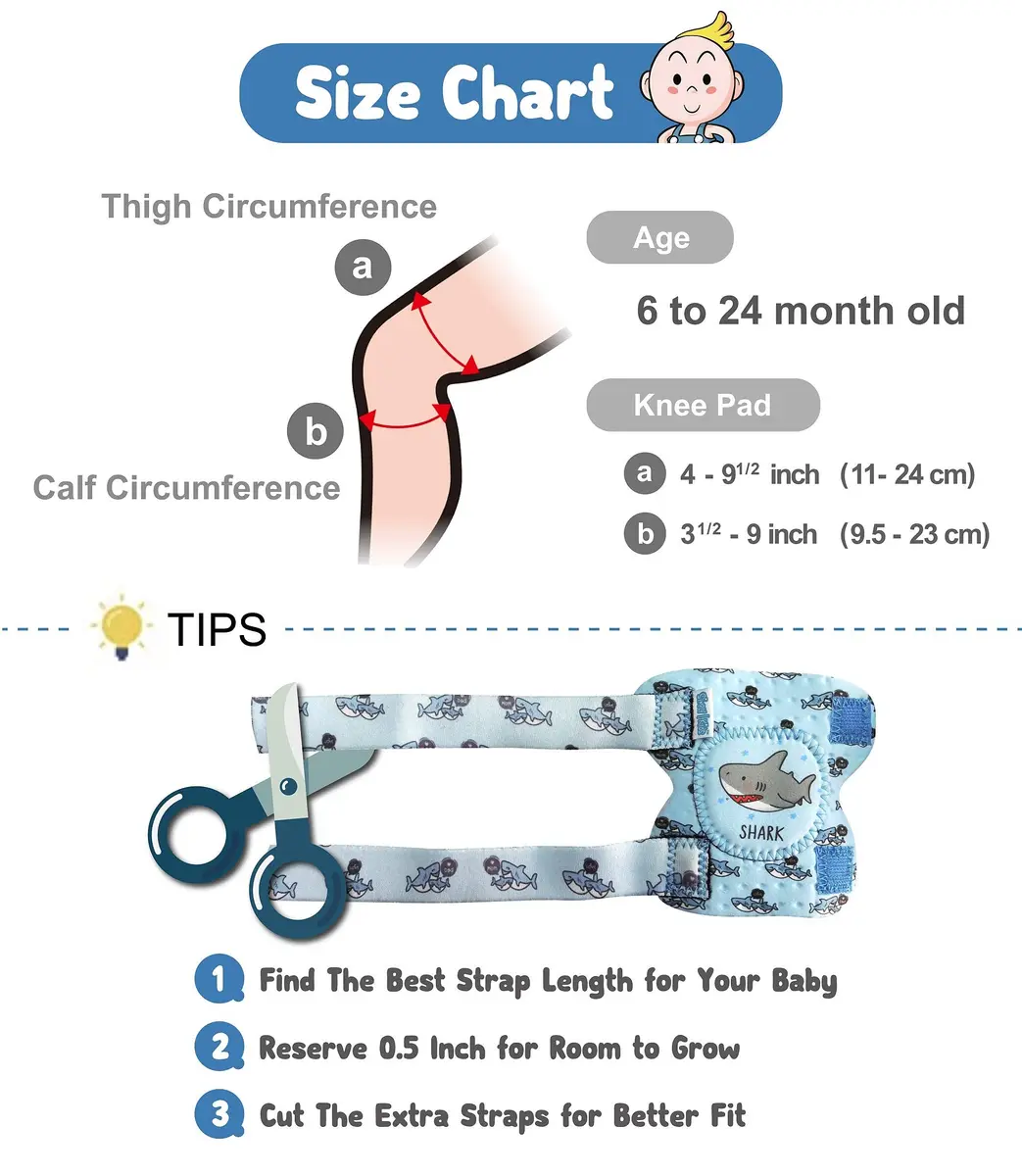 Simply Kids Baby Knee Pads for Crawling (2 Pairs, Shark) | CPSIA Certified Infant Knee Protector - view 5