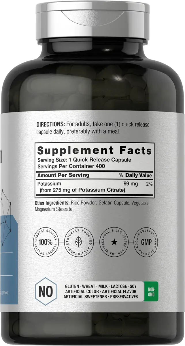 Horbäach Potassium Citrate Supplement 275 mg | 400 Capsules | Supports Wellness & Absorption - view 2