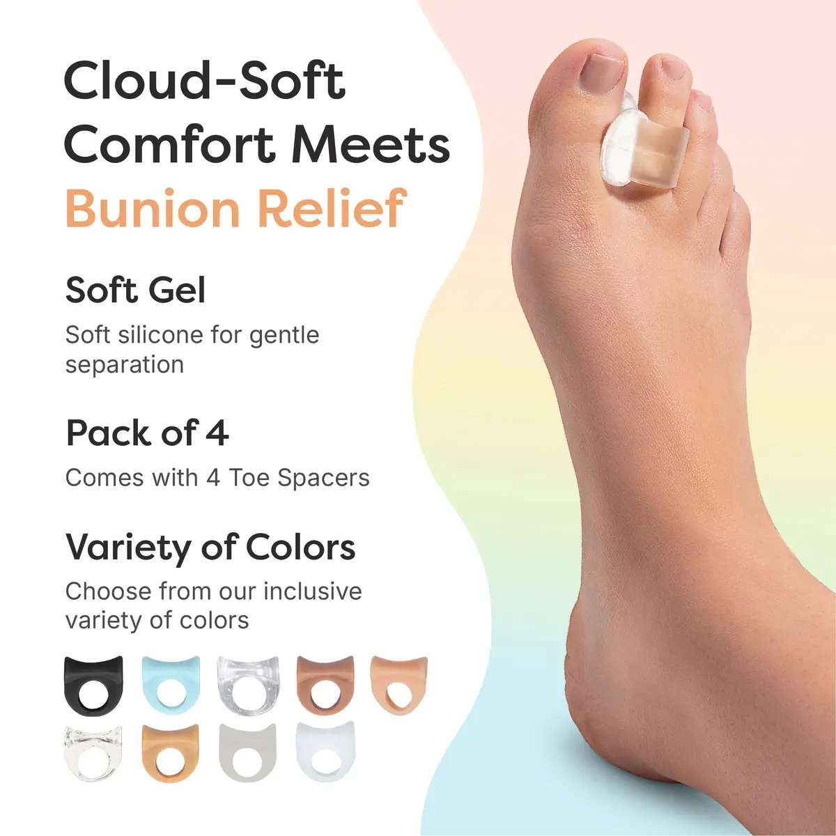 ZenToes Gel Toe Spacers for Bunions & Overlapping Toes | Soft Silicone Support for Comfort & Alignment - view 4