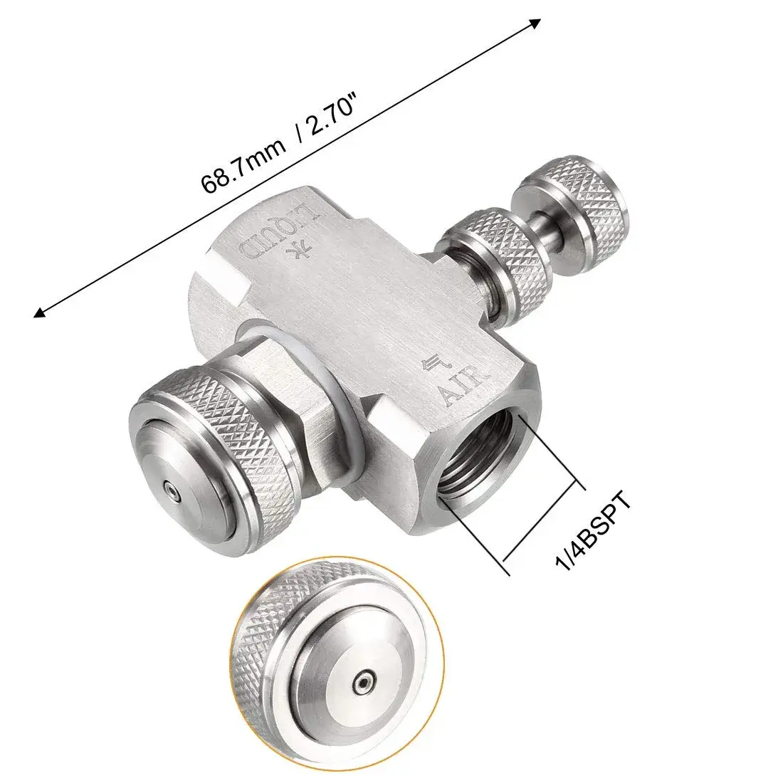 uxcell Air Atomizing Nozzle 1/4BSPT Stainless Steel Misting Low Pressure Siphon Cone-Shape Spray Tip | 30 Degree Spray Angle - view 2