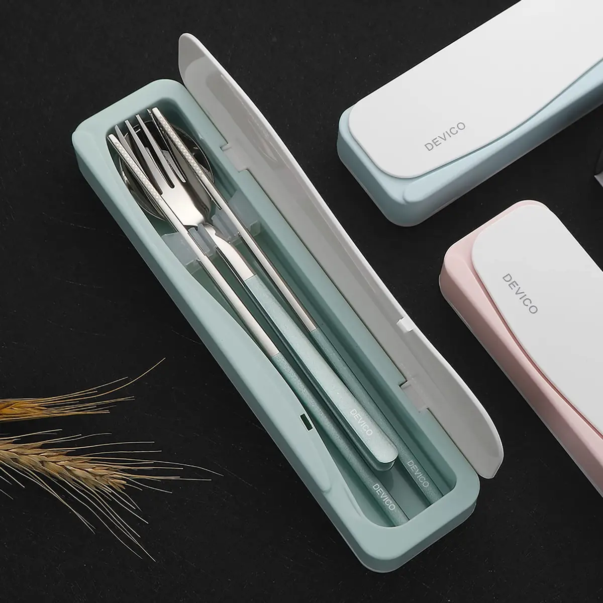 DEVICO Travel Utensils with Case | 4Pcs Portable Stainless Steel Cutlery Set for Work & Travel - view 5