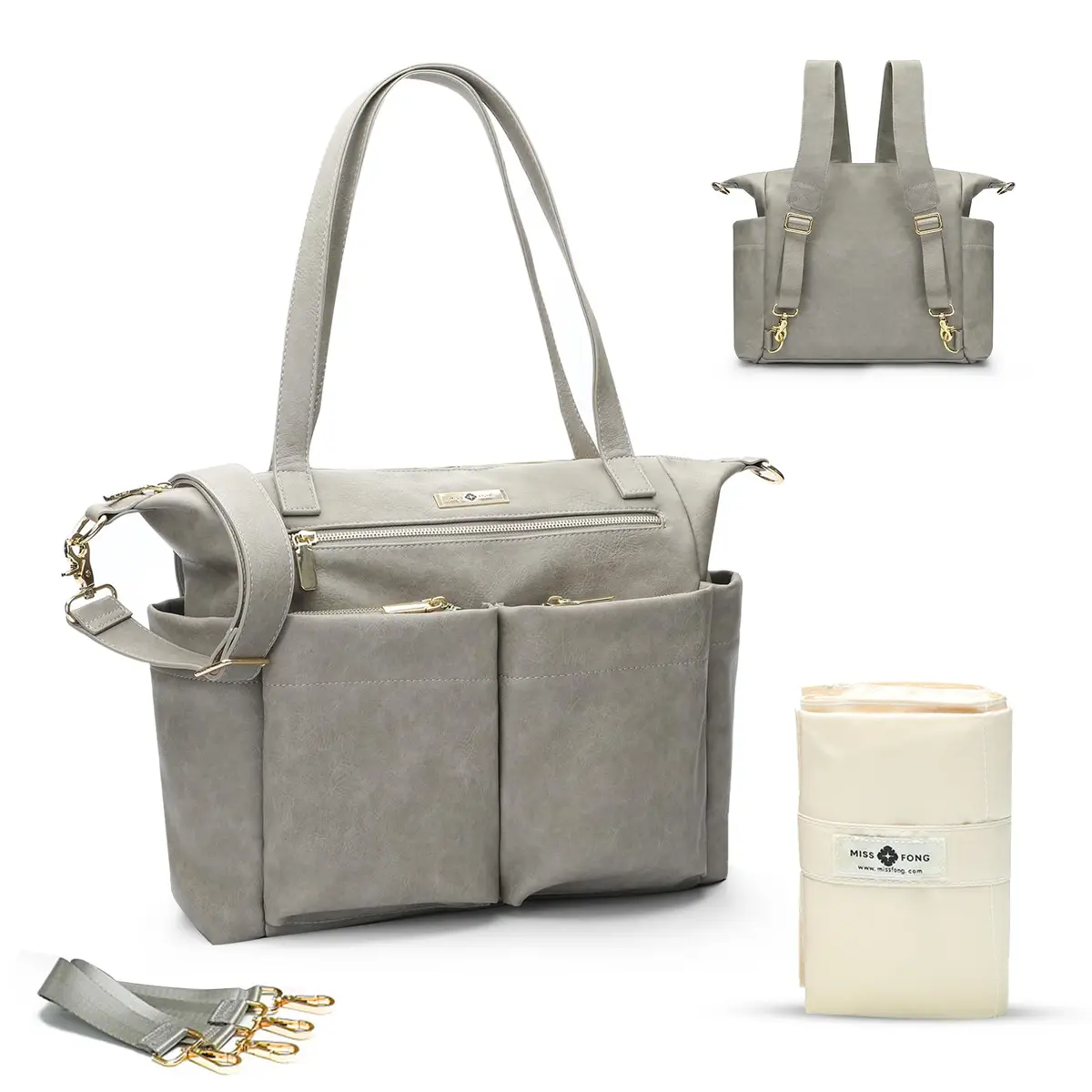 miss fong Diaper Bag Tote Leather Diaper Bag Backpack Pañaleras Para Bebe | Spacious, Stylish & Practical - main product image