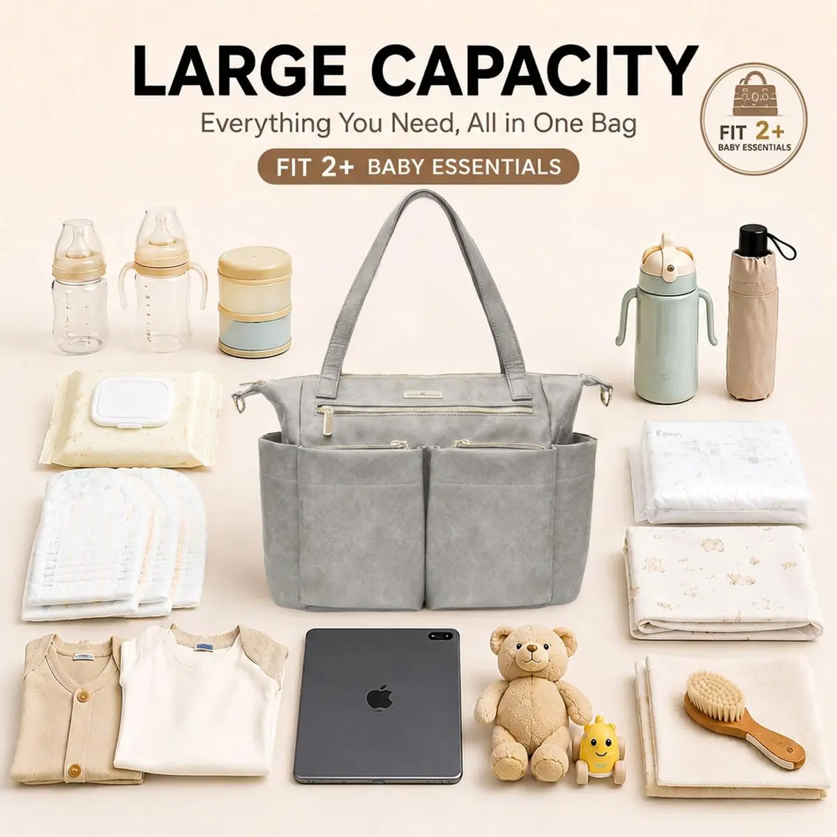 miss fong Diaper Bag Tote Leather Diaper Bag Backpack Pañaleras Para Bebe | Spacious, Stylish & Practical - view 5
