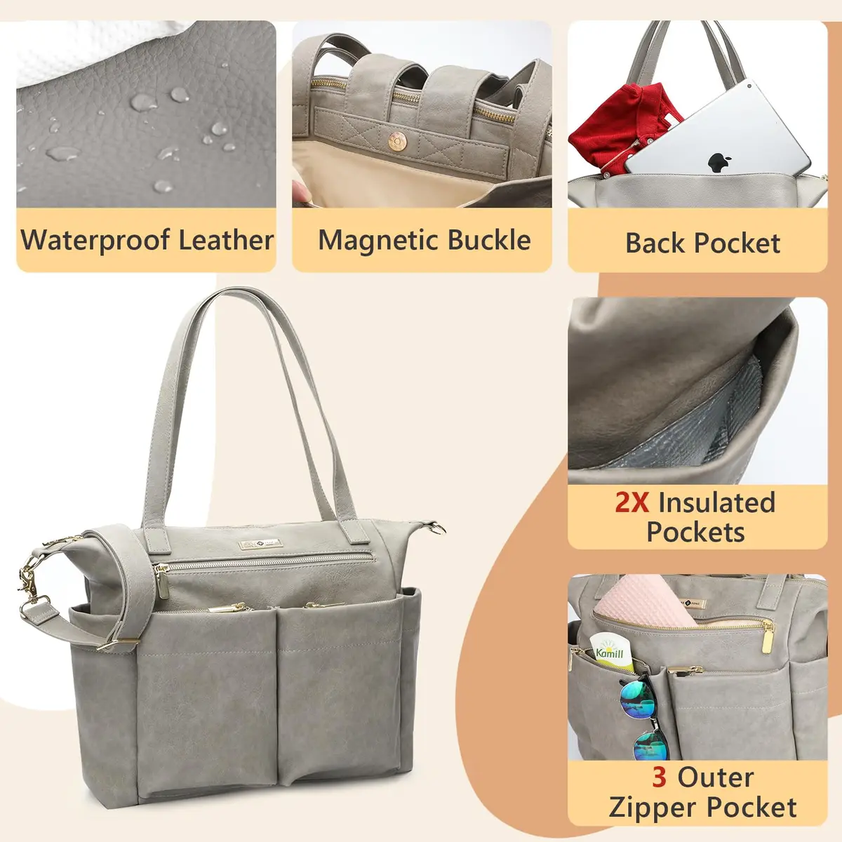miss fong Diaper Bag Tote Leather Diaper Bag Backpack Pañaleras Para Bebe | Spacious, Stylish & Practical - view 6
