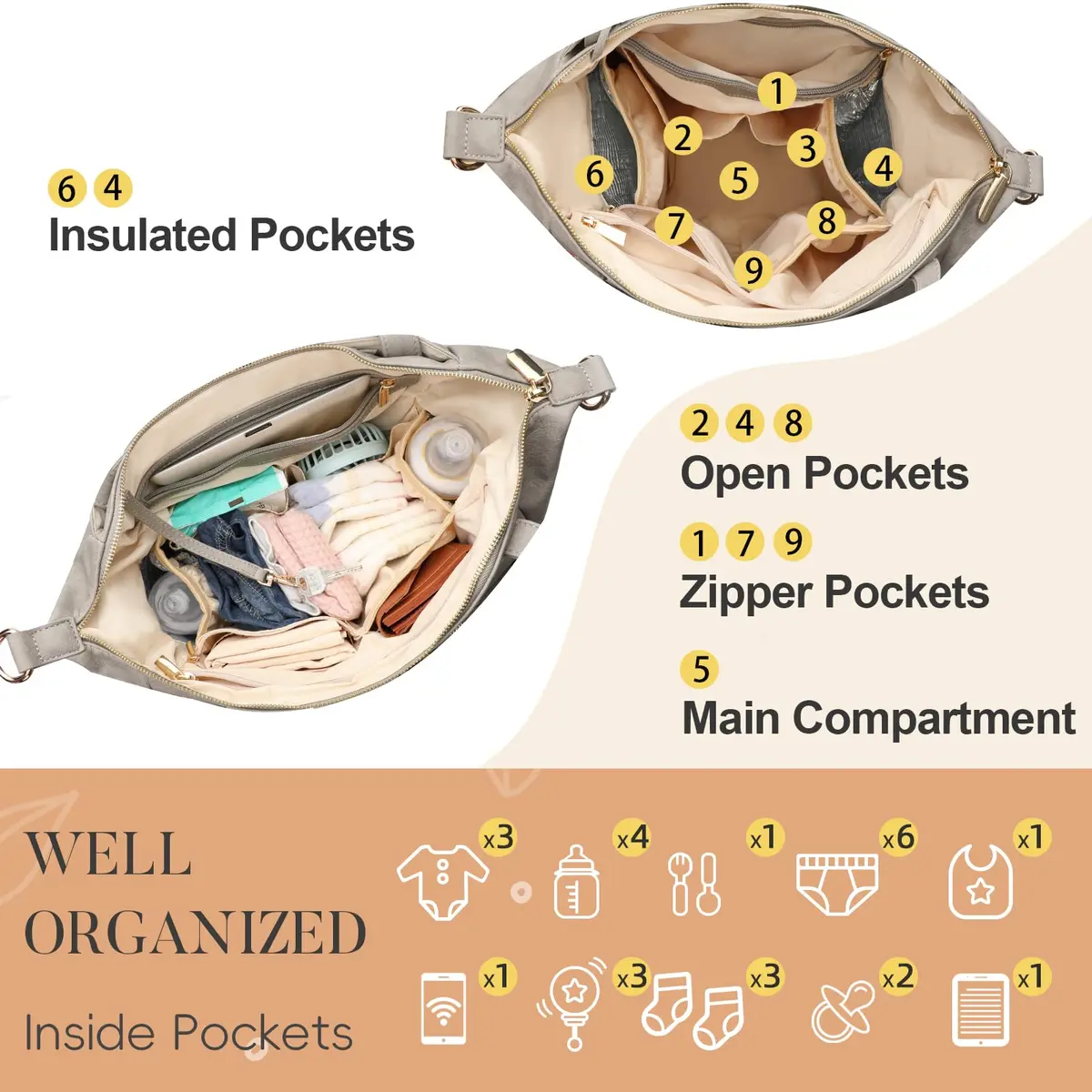 miss fong Diaper Bag Tote Leather Diaper Bag Backpack Pañaleras Para Bebe | Spacious, Stylish & Practical - view 7