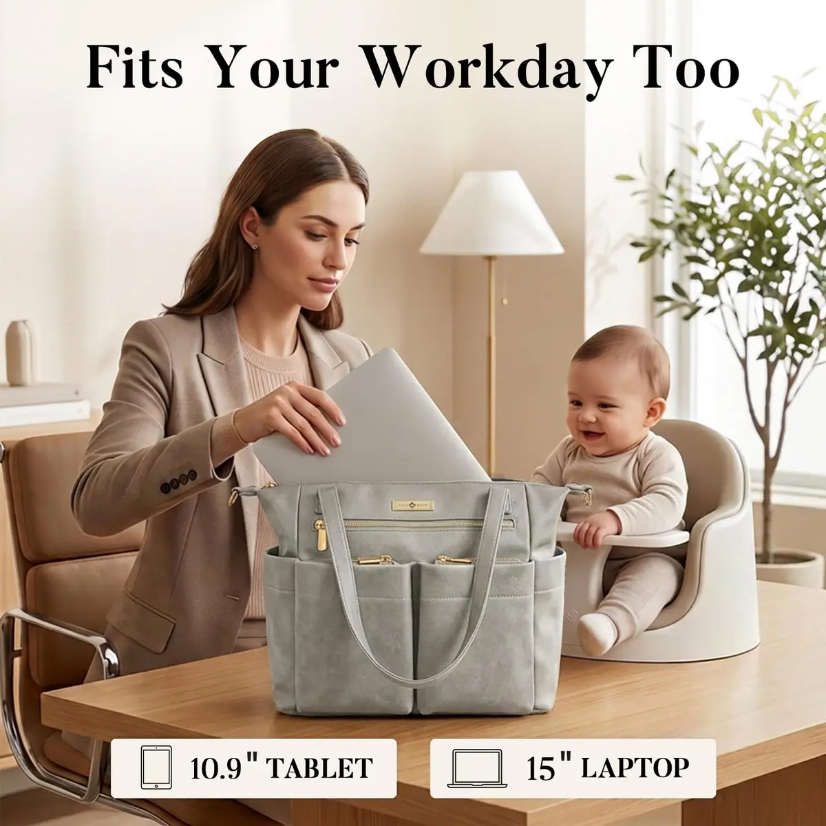 miss fong Diaper Bag Tote Leather Diaper Bag Backpack Pañaleras Para Bebe | Spacious, Stylish & Practical - view 8