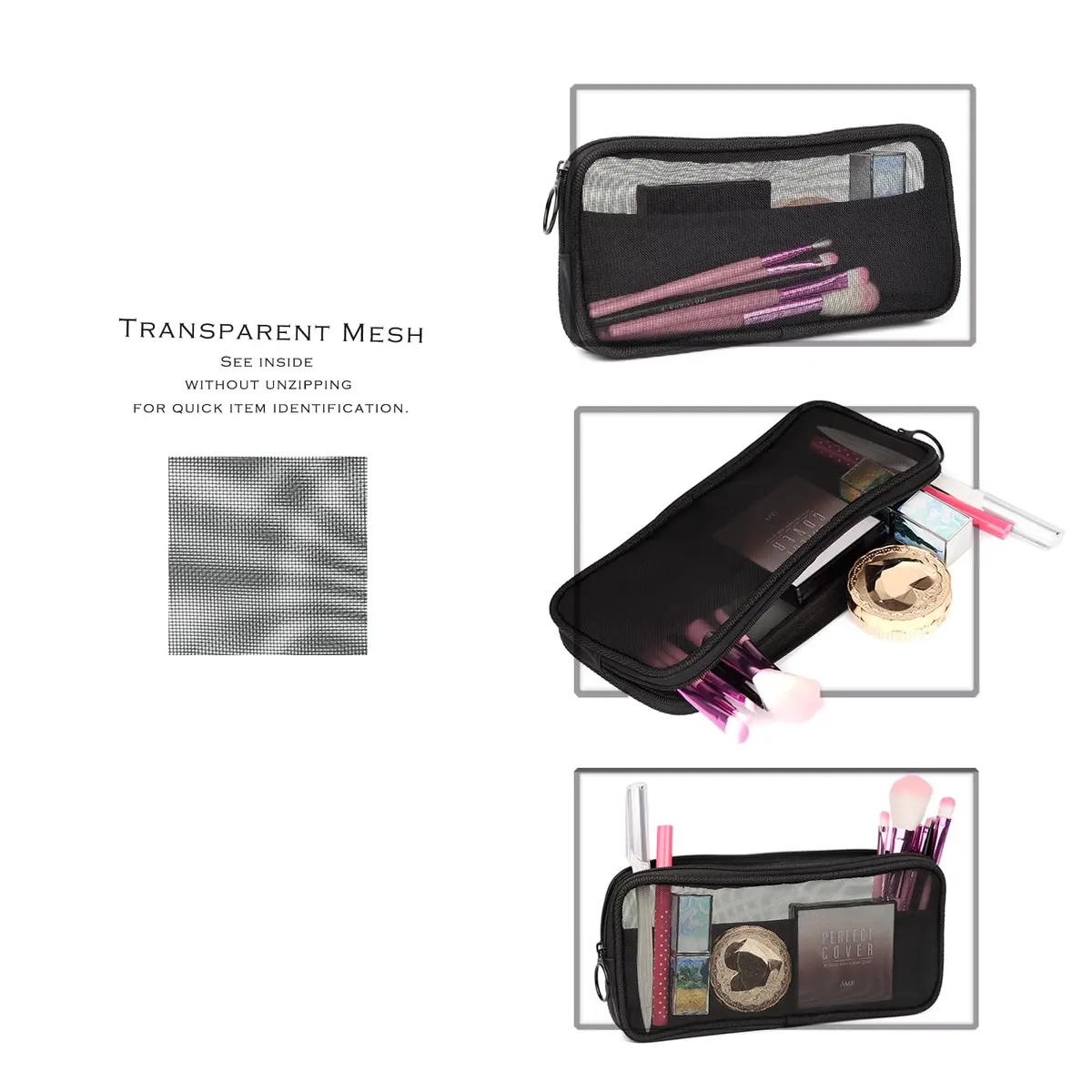 Patu Mesh Travel Toiletry Bag Pack of 2 Medium | Transparent, Lightweight & Portable - view 3
