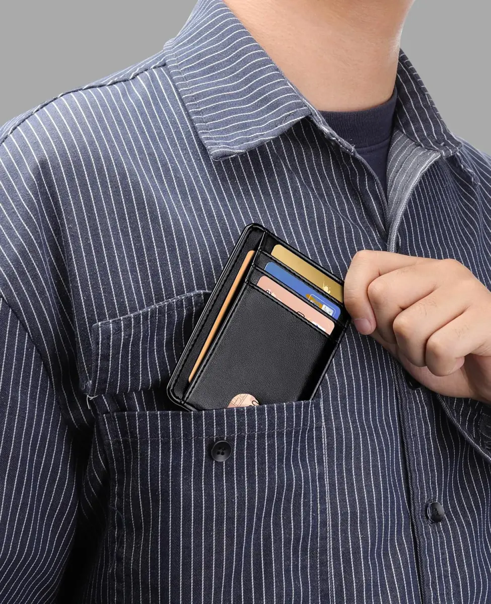 Teskyer Slim Minimalist Wallet for Men, RFID Credit Card Holder, Black | Front Pocket Design, 8 Card Slots - view 4