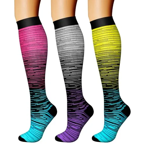 CHARMKING Compression Socks for Women & Men Circulation (3 Pairs, L/XL, Multi 32) | FDA Approved Medical Grade Support - main product image