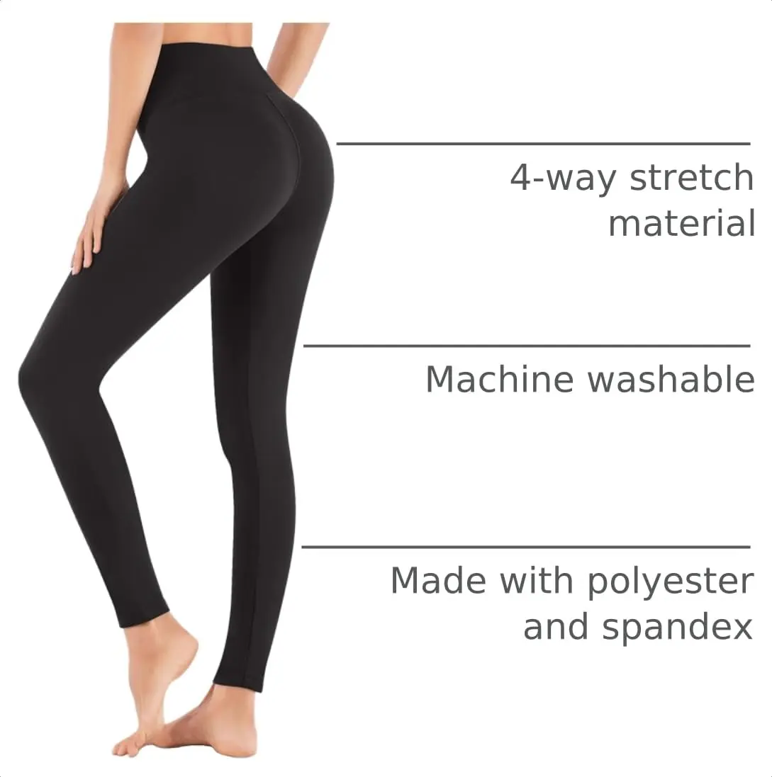 IUGA High Waisted Tummy Control Leggings with Pocket for Women XX-Large Black | Squat Proof Yoga Pants - view 4
