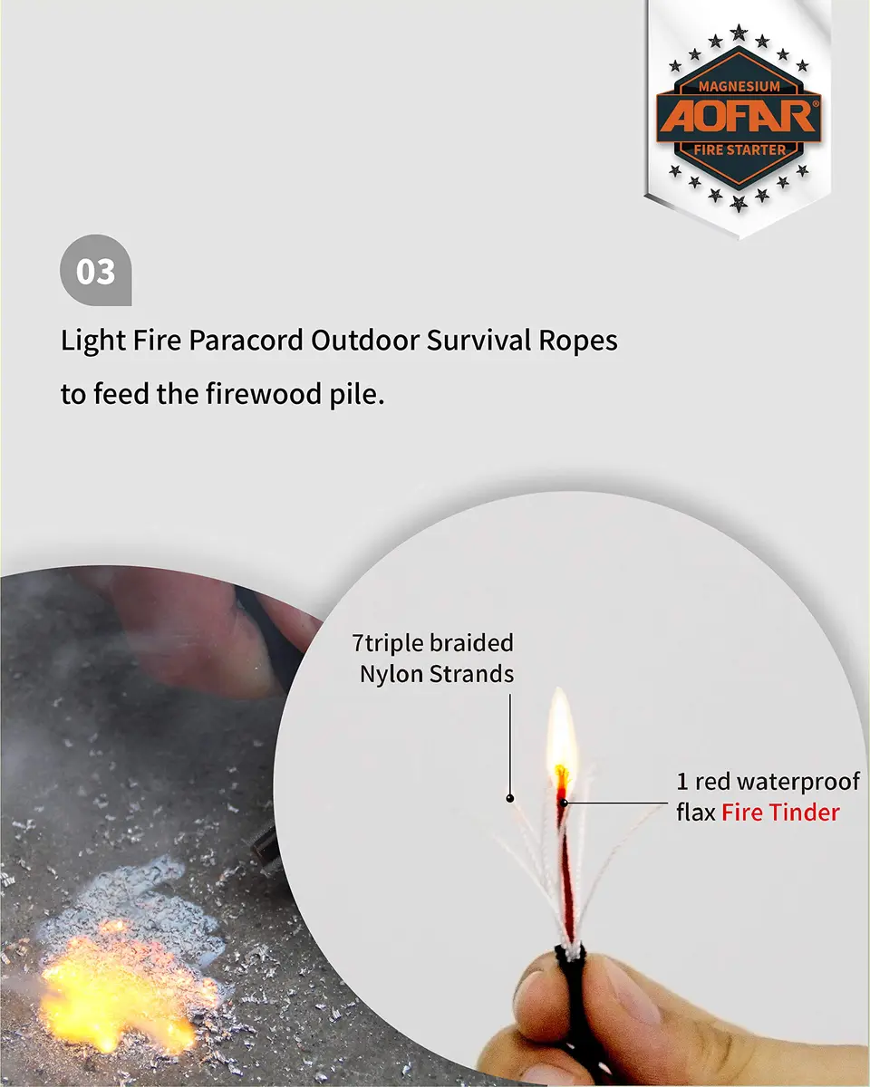 AOFAR Magnesium Fire Starter AF-374 2-Pack Waterproof Fire Steel Pouch for Camping & Outdoors - view 5
