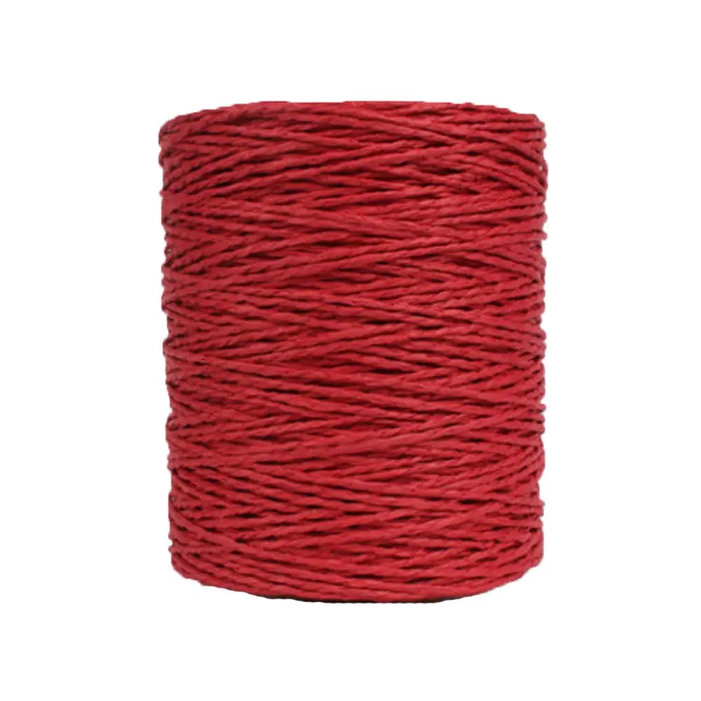 Rayon Crochet Raffia Yarn Red Natural Cotton Yarn for Hats & Bags, 280 Meters (306 Yards) | Breathable & Durable for Year-Round Crafting - main product image