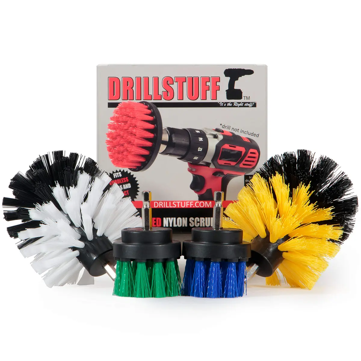 Drillstuff Cleaning Brushes for Cordless Drill | 4-Piece Power Scrubber Kit for Home & Auto (Small Round, 2-3.5 inch) - main product image