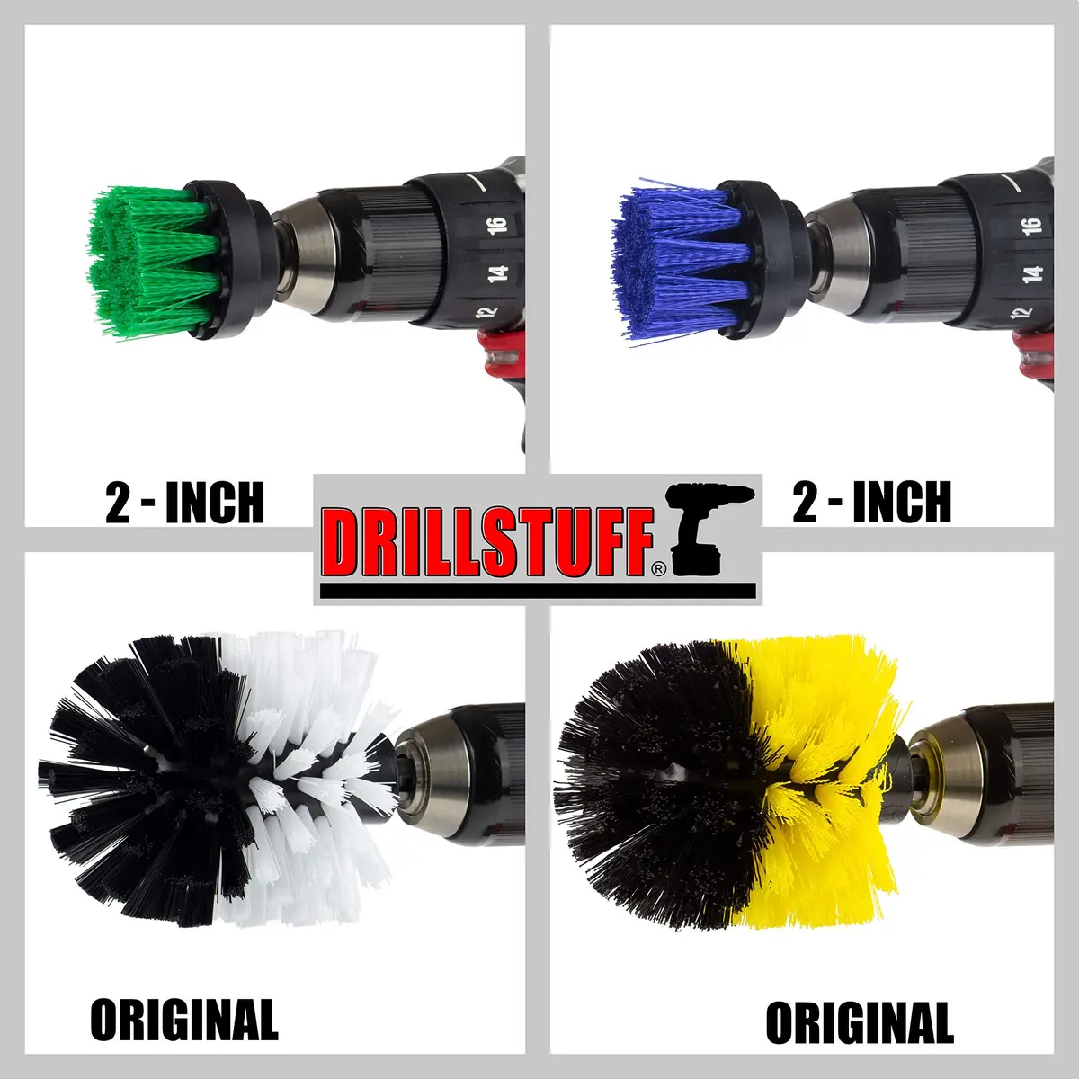 Drillstuff Cleaning Brushes for Cordless Drill | 4-Piece Power Scrubber Kit for Home & Auto (Small Round, 2-3.5 inch) - view 7