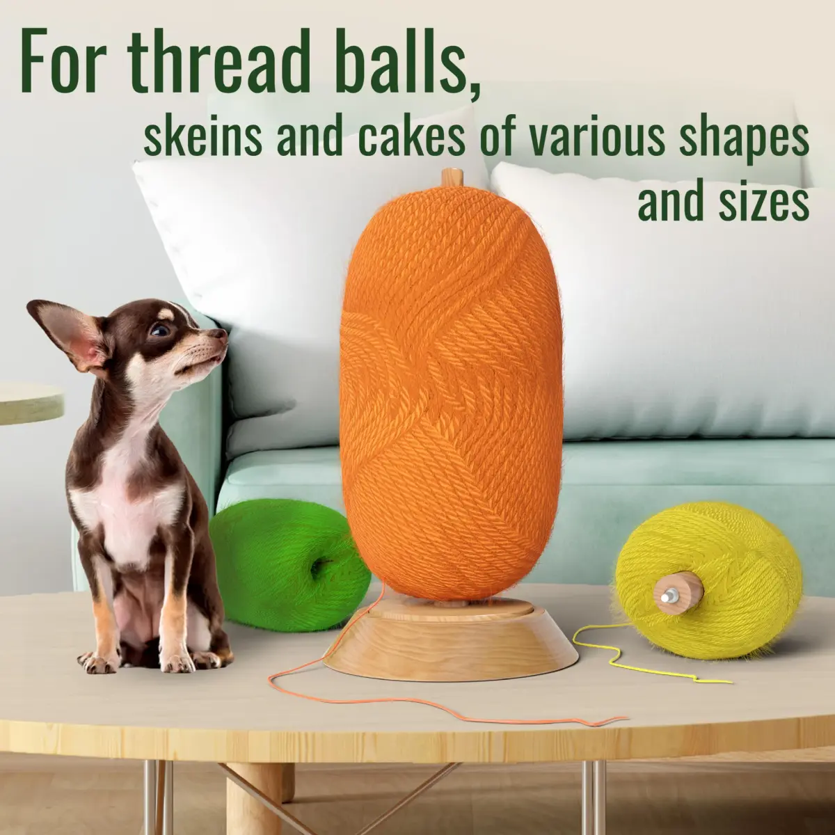 BarvA Yarn Holder Set 22 Lb Capacity with Extra Spindle | Smooth Bearing Spinner & Anti Slip Pads for Stability | European Wood Crochet Accessories & Fiber Crafts Pro Tools (Natural, X-Large) - view 2
