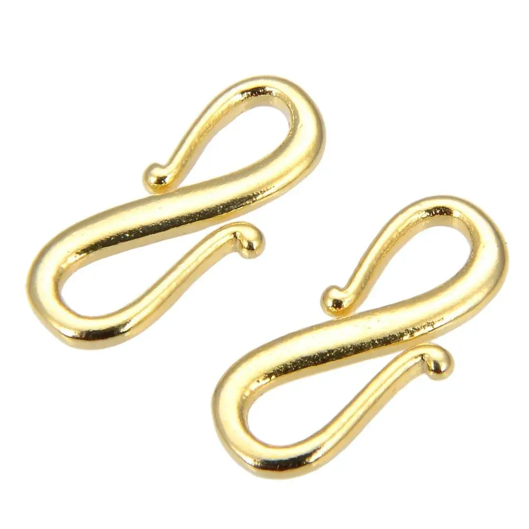 Adabele 18k Yellow Gold Plated Sterling Silver S Hooks Clasp 15mm (5-Pack) | Hypoallergenic Jewelry Findings - main product image