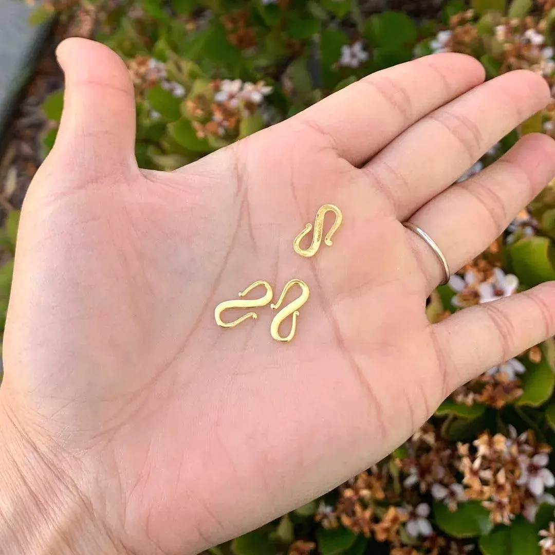 Adabele 18k Yellow Gold Plated Sterling Silver S Hooks Clasp 15mm (5-Pack) | Hypoallergenic Jewelry Findings - view 3