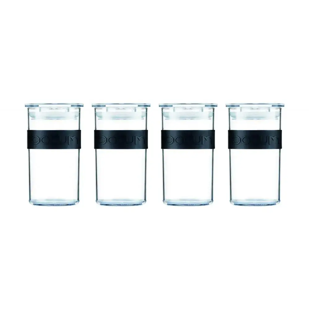 Bodum Presso Storage Jar Set 250ml (0.25 L) Black | Airtight BPA-Free Plastic Containers for Kitchen Pantry - main product image
