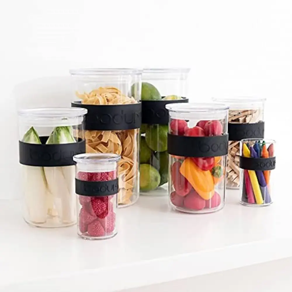 Bodum Presso Storage Jar Set 250ml (0.25 L) Black | Airtight BPA-Free Plastic Containers for Kitchen Pantry - view 4