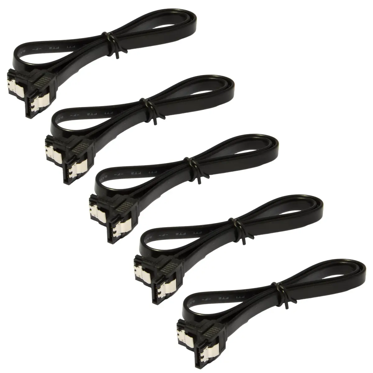 JacobsParts SATA Cable 5 Pack 18 Inch SATA III 6Gbps Right Angle Locking Latch Black - main product image