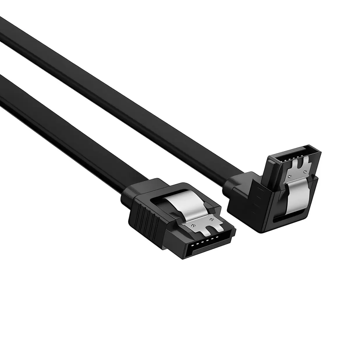 JacobsParts SATA Cable 5 Pack 18 Inch SATA III 6Gbps Right Angle Locking Latch Black - view 2