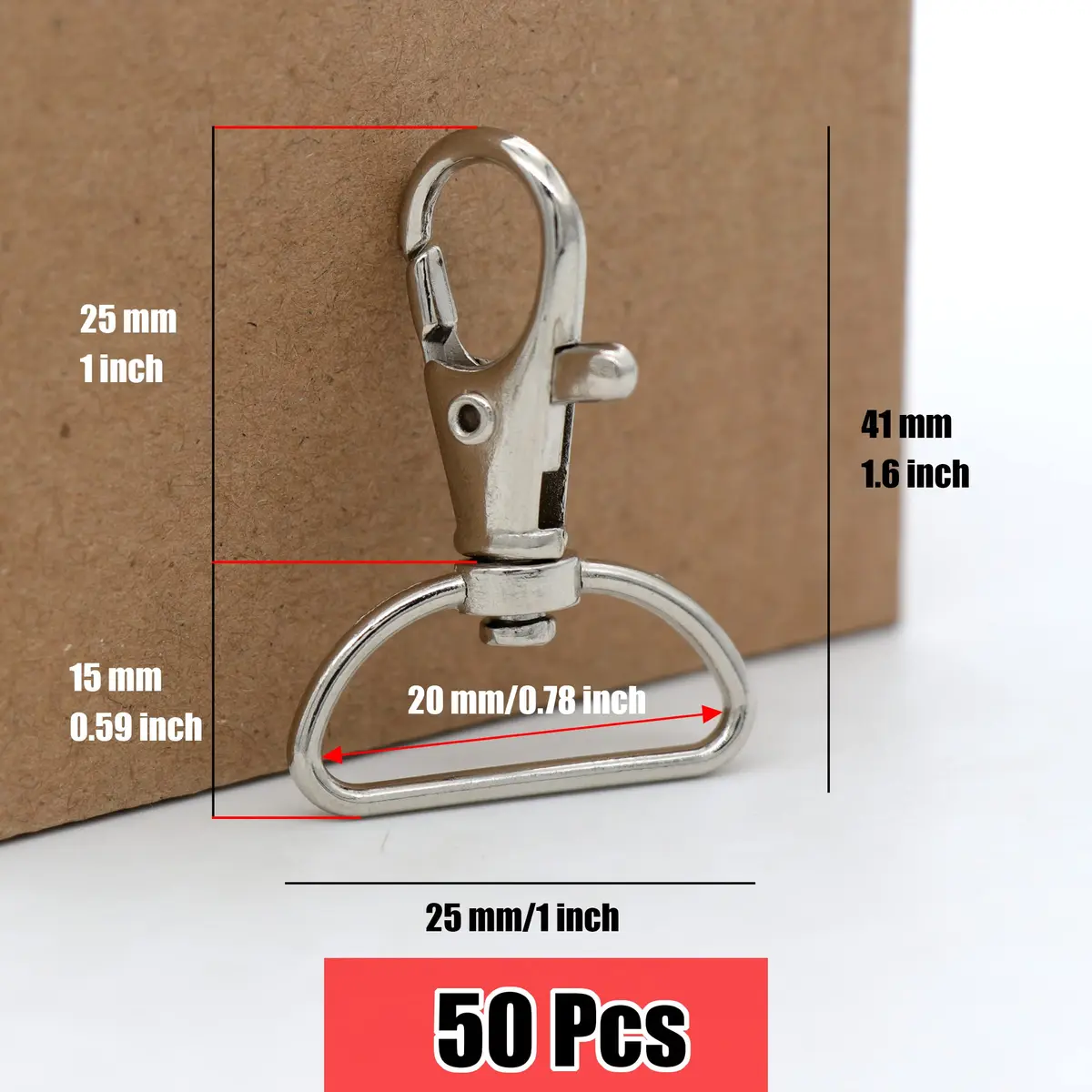 YAKA 50 Pack Metal Lobster Claw Clasps 2cm (0.78 inch) D Ring Inner Width | 360° Swivel Trigger Snap Hooks for Jewelry Making - view 3