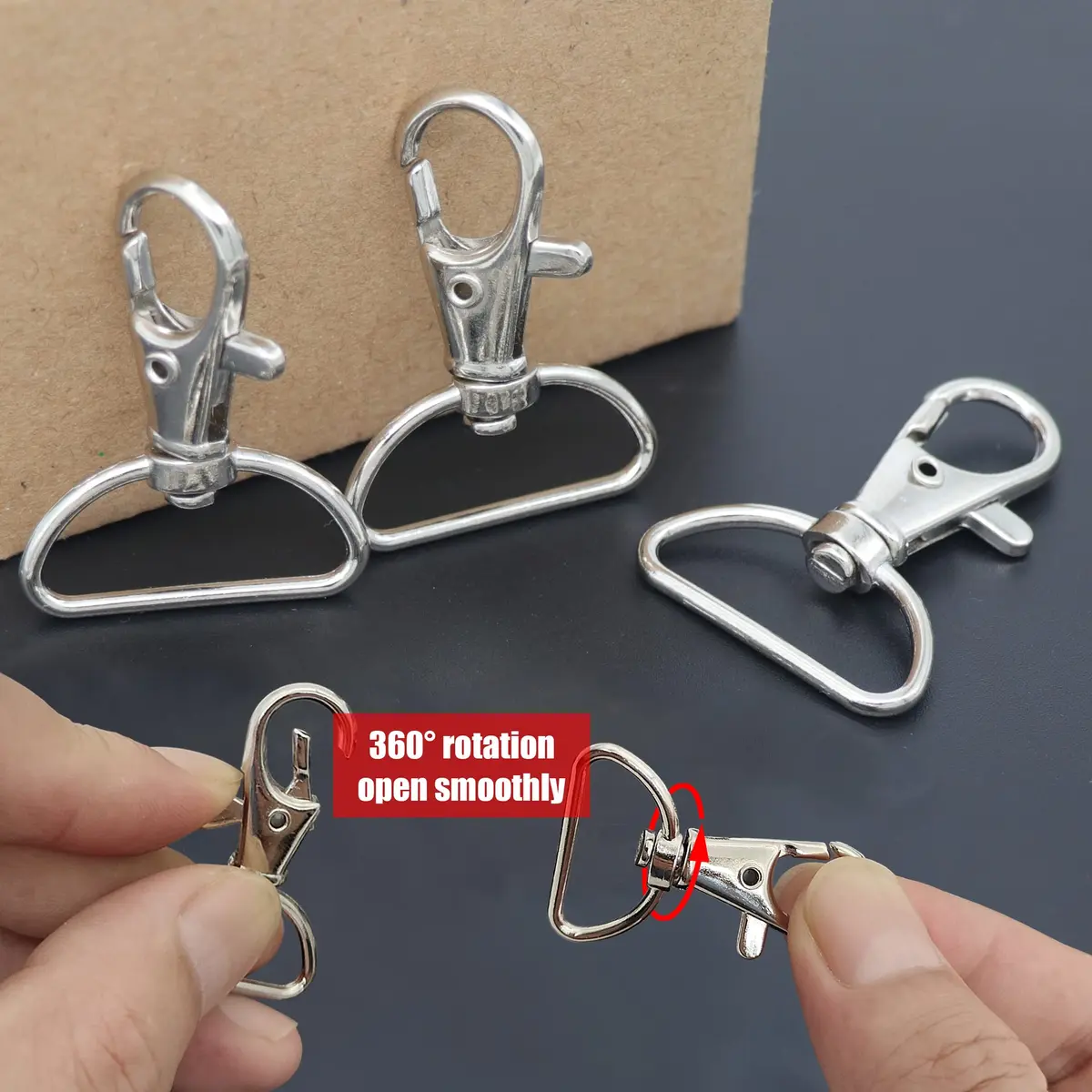 YAKA 50 Pack Metal Lobster Claw Clasps 2cm (0.78 inch) D Ring Inner Width | 360° Swivel Trigger Snap Hooks for Jewelry Making - view 4