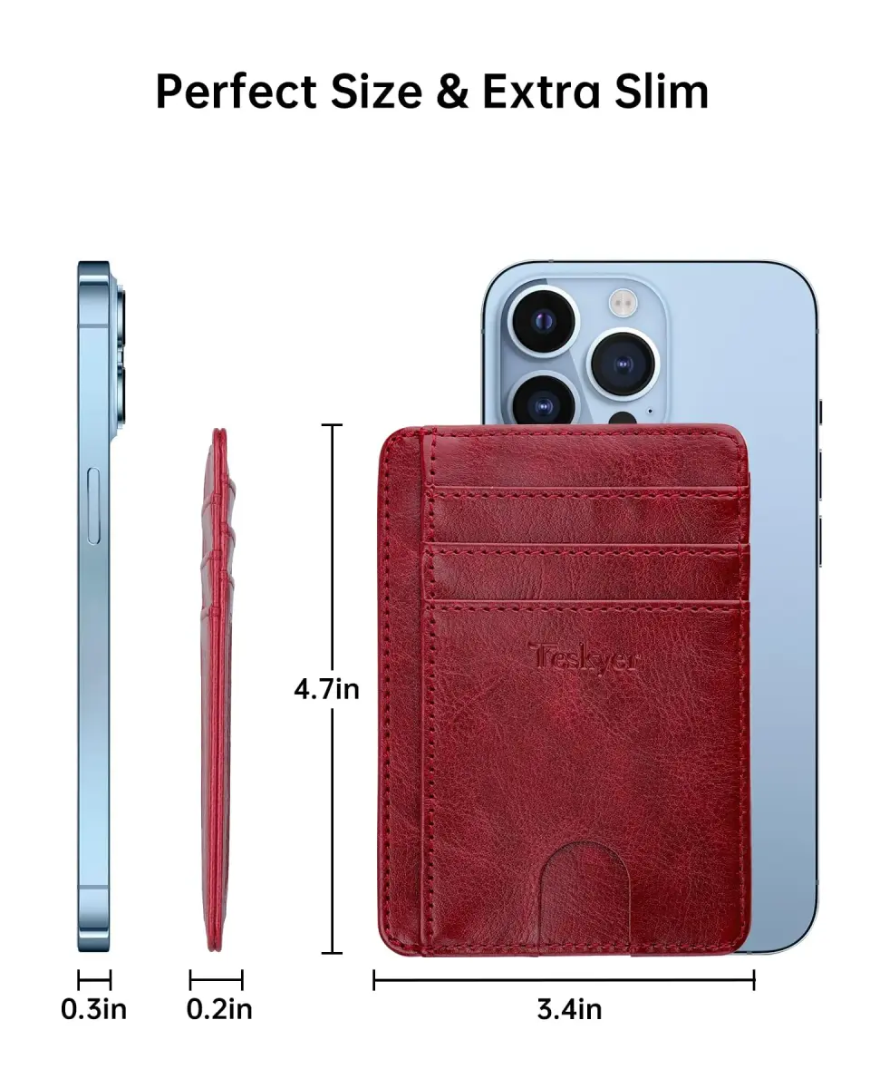 Teskyer Slim Minimalist Wallet for Men, RFID Credit Card Holder, Wine Red | Ultra Slim Front Pocket Design, 8 Card Slots, RFID Protection - view 7