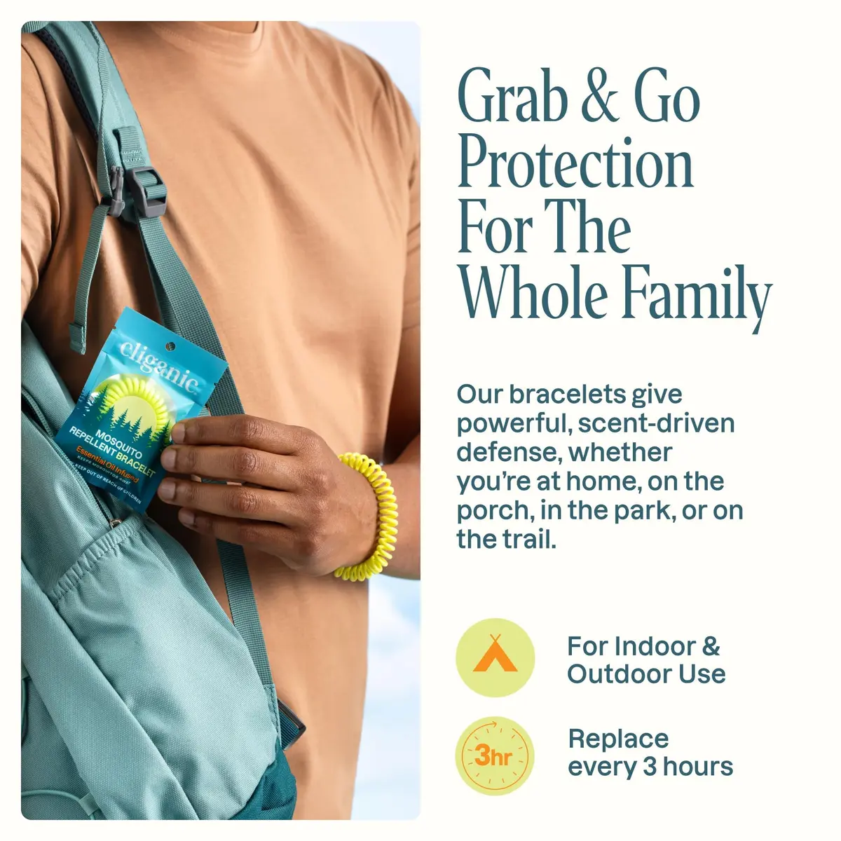 Cliganic Natural Mosquito Repellent Bracelets 20 Pack | DEET-Free, Plant-Based Essential Oils, Individually Wrapped - view 9