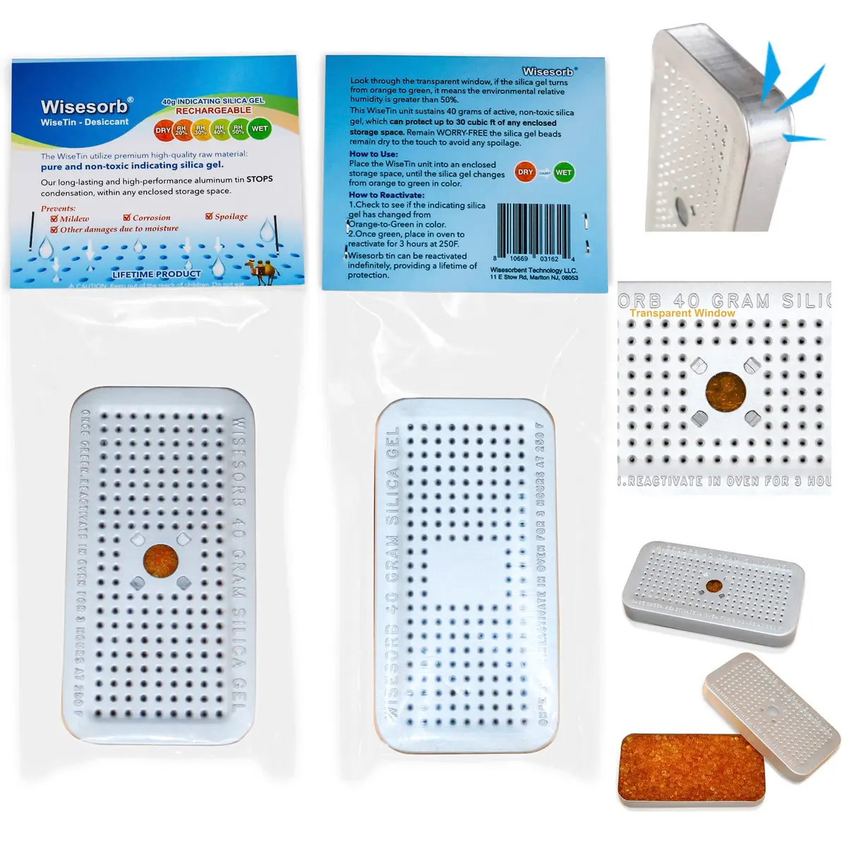 Wisesorb Gel Dehumidifier 40g | Reusable Silica Gel Canisters for Storage & Moisture Control - view 2