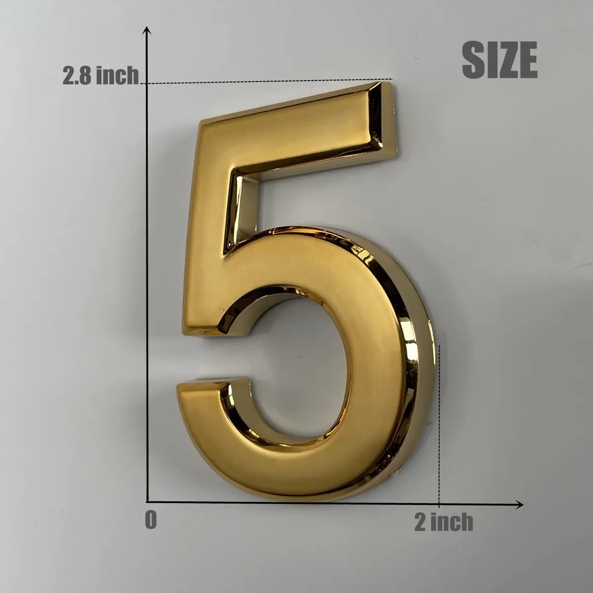 HopeWan Gold Signage Signage in India | Raised 3D Door Numbers 2-3/4IN High - view 2