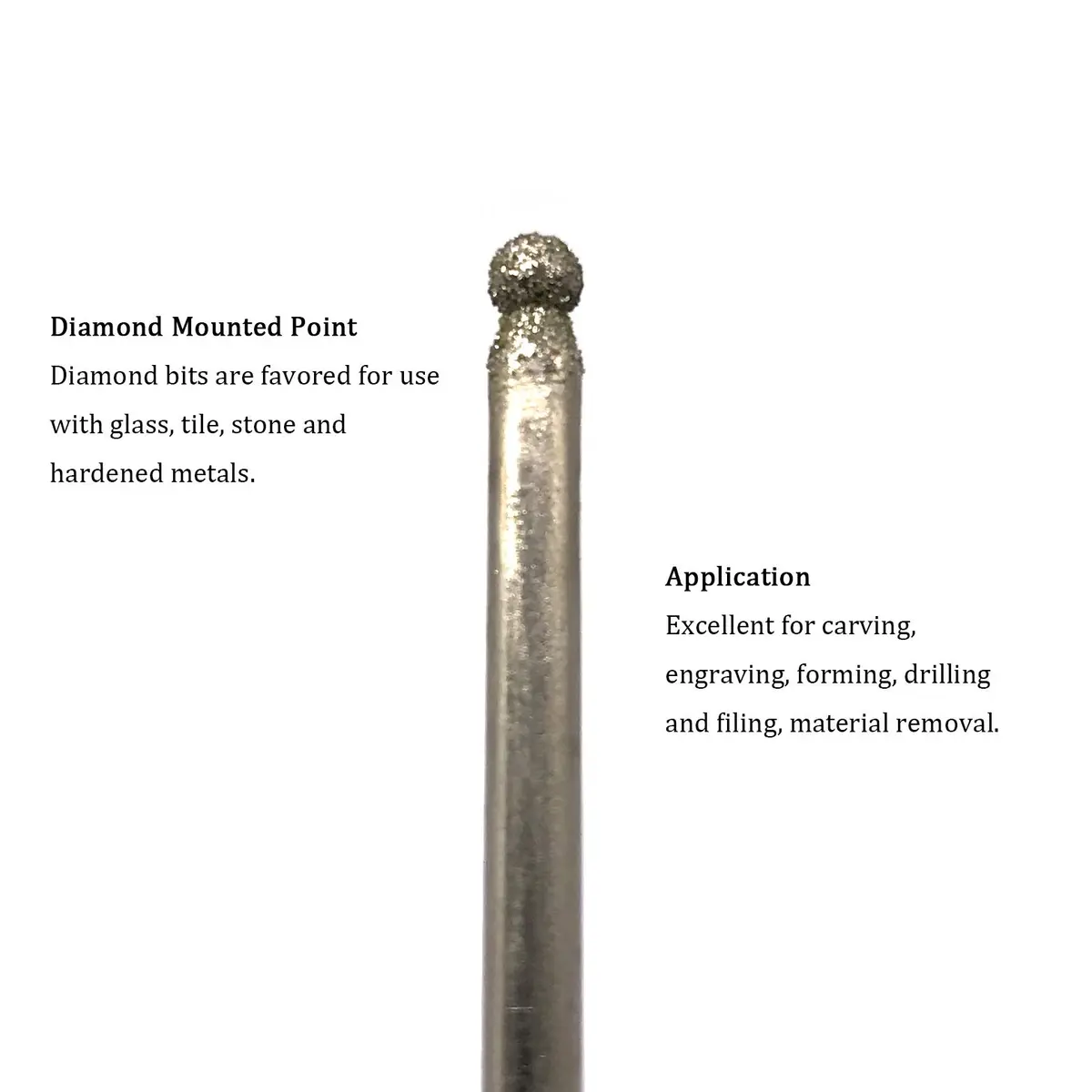 NACX Diamond Mounted Point 3mm Ball Head 45mm | Precision Grinding for Jade & Ceramic - view 3