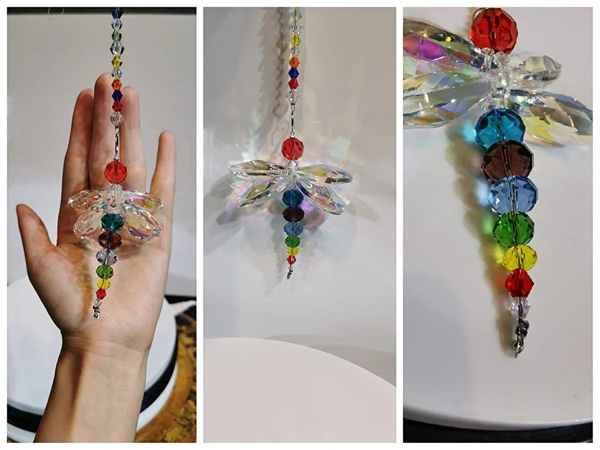 H&D HYALINE & DORA Crystal Dragonfly Suncatcher 21 cm (8.2 inches) | Rainbow Maker Window Hanging Pendant Decor - view 5