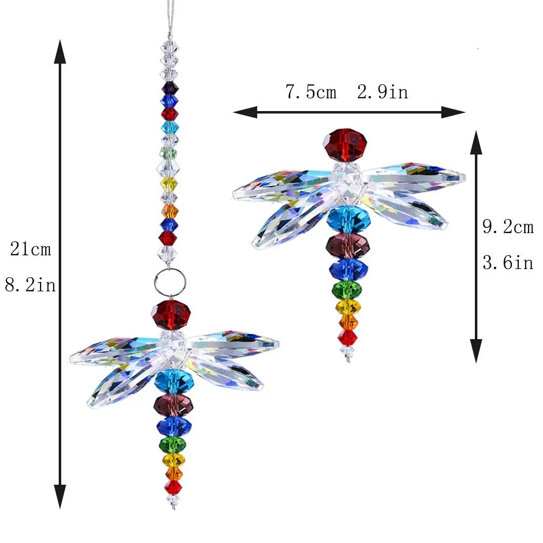 H&D HYALINE & DORA Crystal Dragonfly Suncatcher 21 cm (8.2 inches) | Rainbow Maker Window Hanging Pendant Decor - view 2