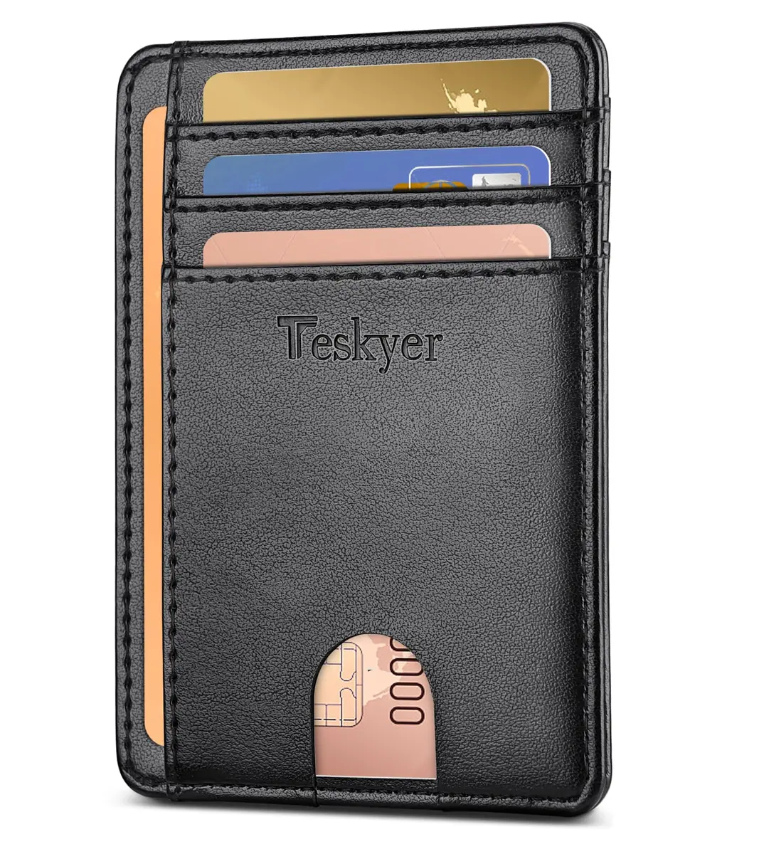 Teskyer Slim Minimalist Wallet for Men, RFID Credit Card Holder, Rose Gold, 12cm (4.60") x 8.9cm (3.15") x 0.4cm (0.15") - main product image
