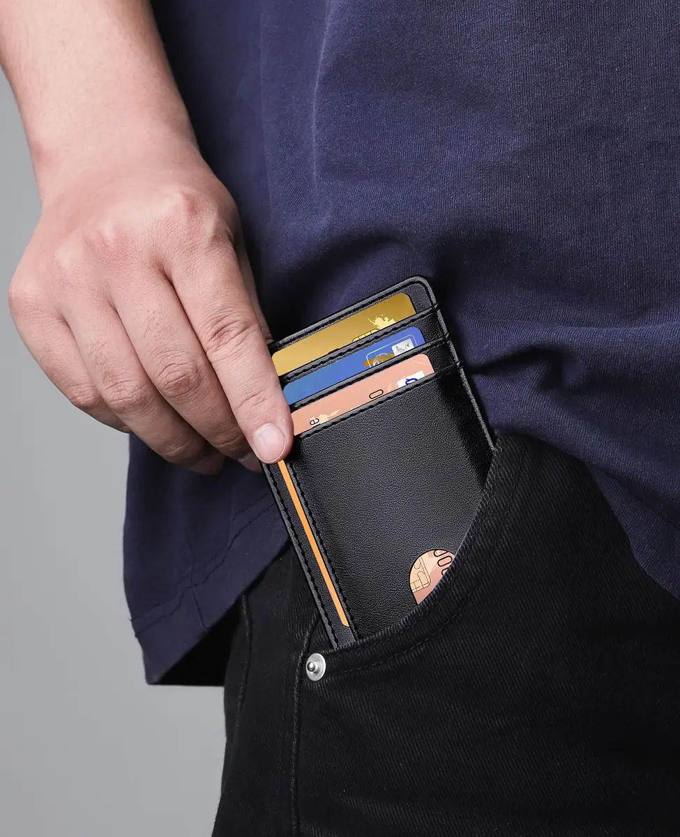 Teskyer Slim Minimalist Wallet for Men, RFID Credit Card Holder, Rose Gold, 12cm (4.60") x 8.9cm (3.15") x 0.4cm (0.15") - view 5