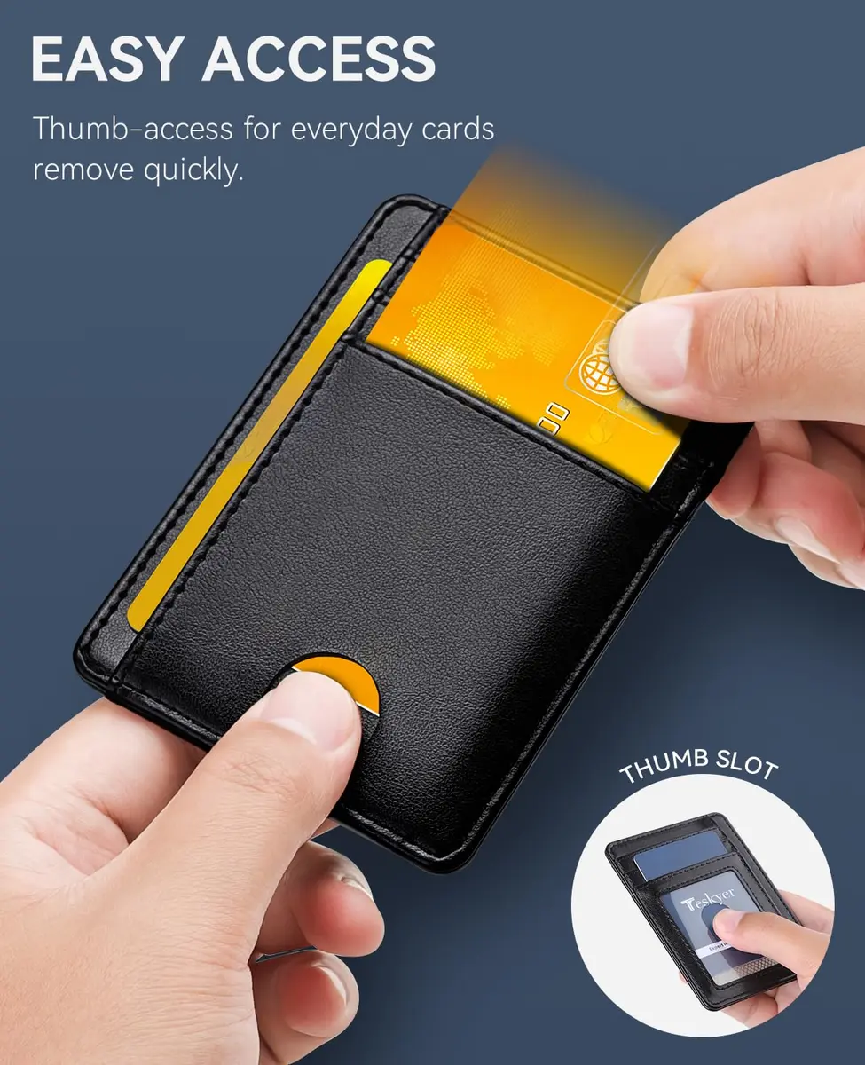 Teskyer Slim Minimalist Wallet for Men, RFID Credit Card Holder, Rose Gold, 12cm (4.60") x 8.9cm (3.15") x 0.4cm (0.15") - view 6