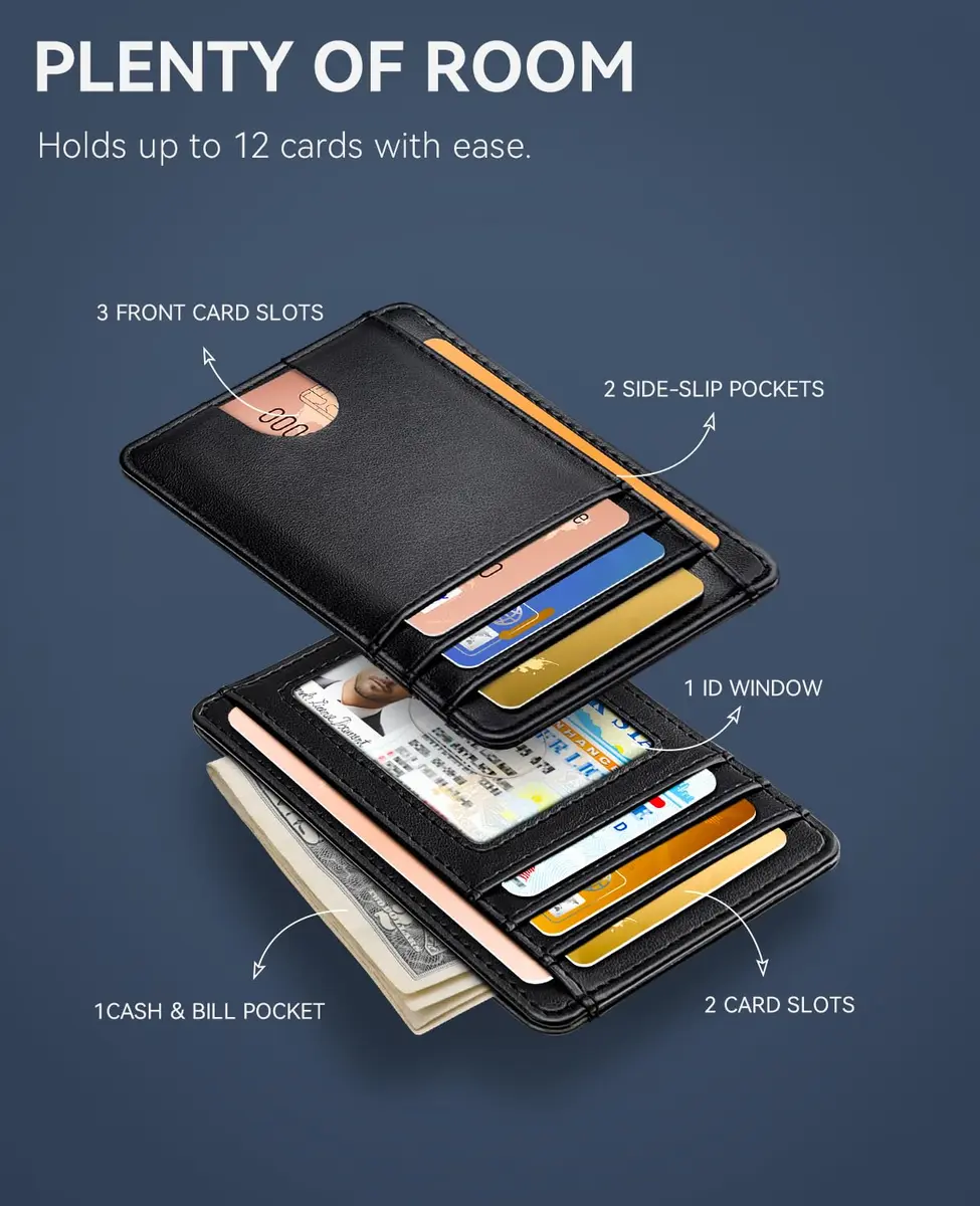 Teskyer Slim Minimalist Wallet for Men, RFID Credit Card Holder, Rose Gold, 12cm (4.60") x 8.9cm (3.15") x 0.4cm (0.15") - view 3