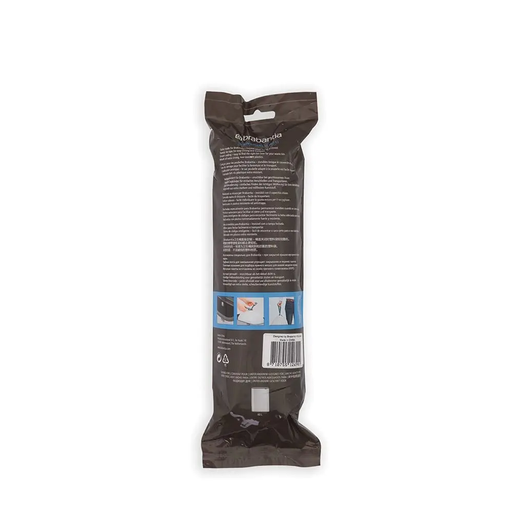 Brabantia PerfectFit Trash Bags Size M 60L (16 Gallon) | Tear-Resistant Plastic Bin Liners with Tie Tape Drawstring Handles (10 Bags) - view 2