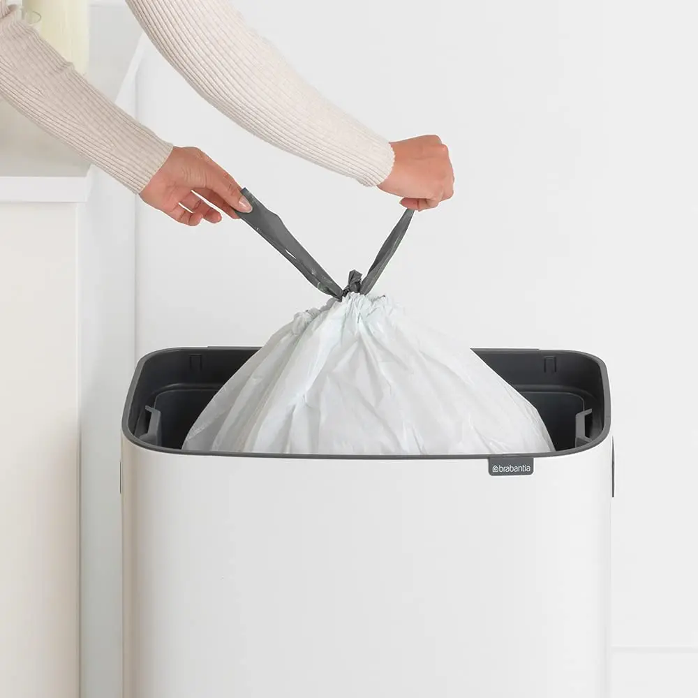 Brabantia PerfectFit Trash Bags Size M 60L (16 Gallon) | Tear-Resistant Plastic Bin Liners with Tie Tape Drawstring Handles (10 Bags) - view 3
