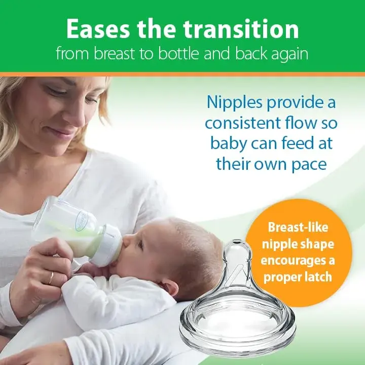 Dr. Brown's Natural Flow Anti-Colic Options+ Wide-Neck Glass Baby Bottle 270ml (9 oz) with Level 1 Slow Flow Nipple | Clinically Proven to Reduce Colic - view 5