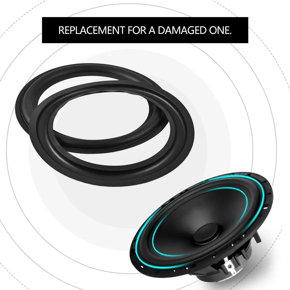 Tihebeyan 2PCS 8 Inch Rubber Speaker Loudspeaker Surround Repair Parts | Durable Rubber Woofer for DIY Speaker Repair - view 4