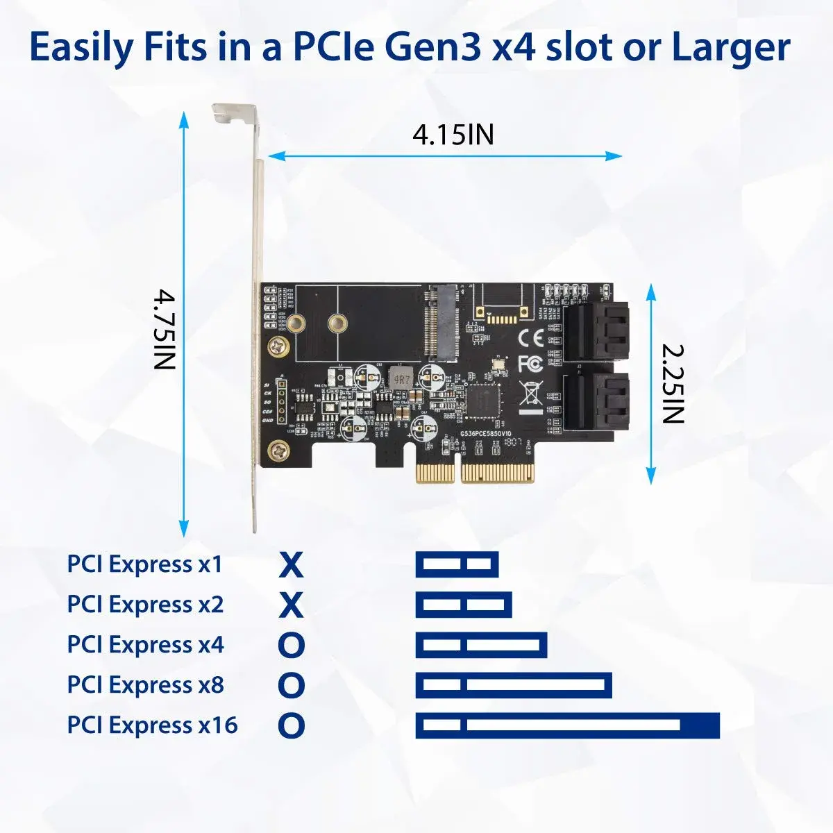 IO CREST SI-PEX40138 4-Port SATA III + M.2 B-Key PCIe x4 Controller Card | 1700MB/s Speed - view 3