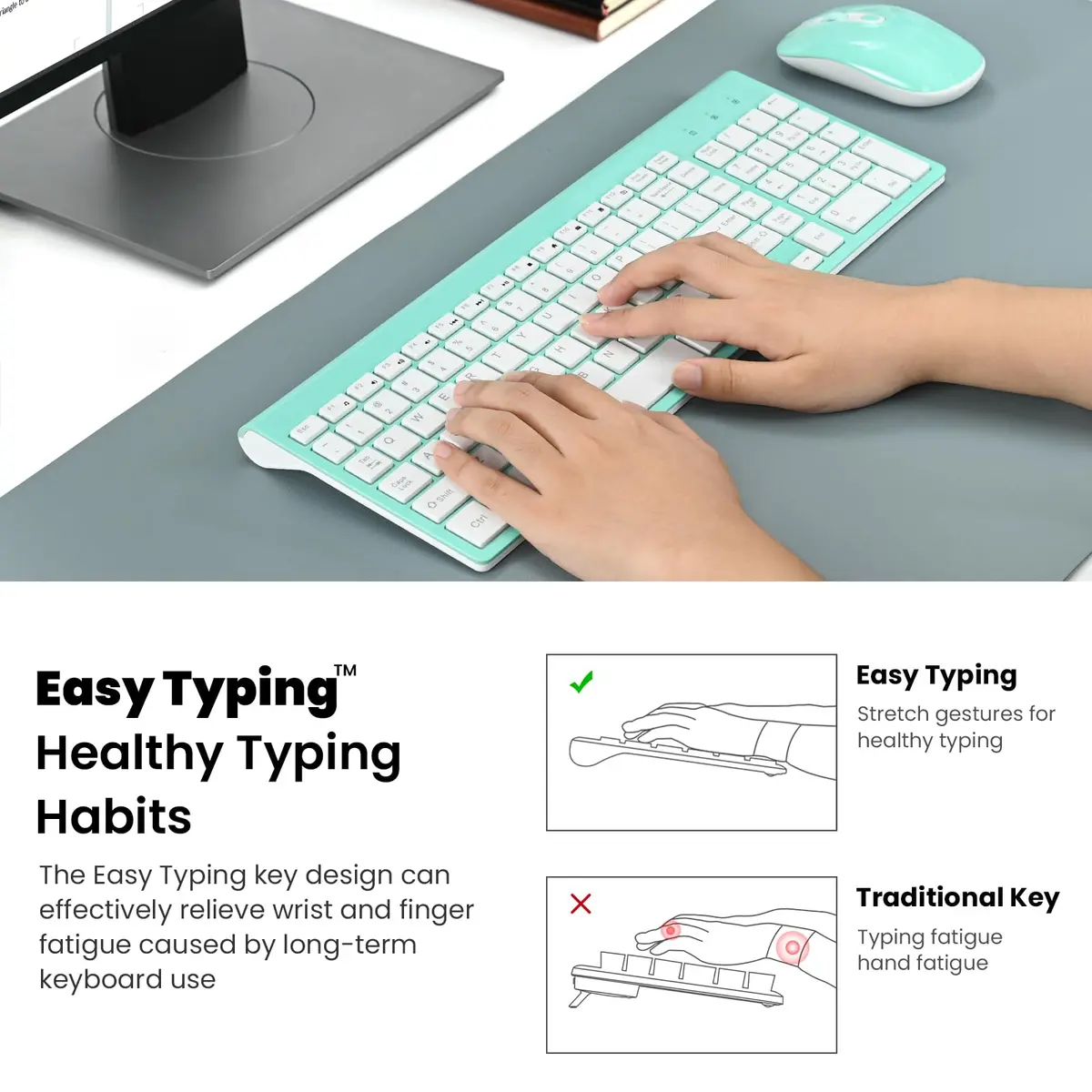 cimetech Wireless Keyboard and Mouse Combo - Blue White | Plug and Play 2.4GHz Wireless - view 7