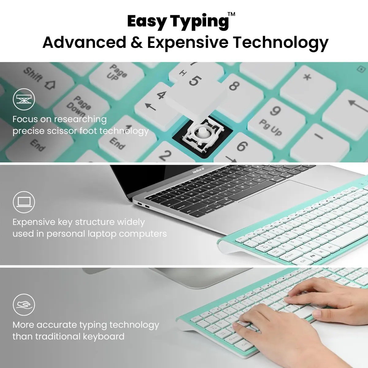 cimetech Wireless Keyboard and Mouse Combo - Blue White | Plug and Play 2.4GHz Wireless - view 2