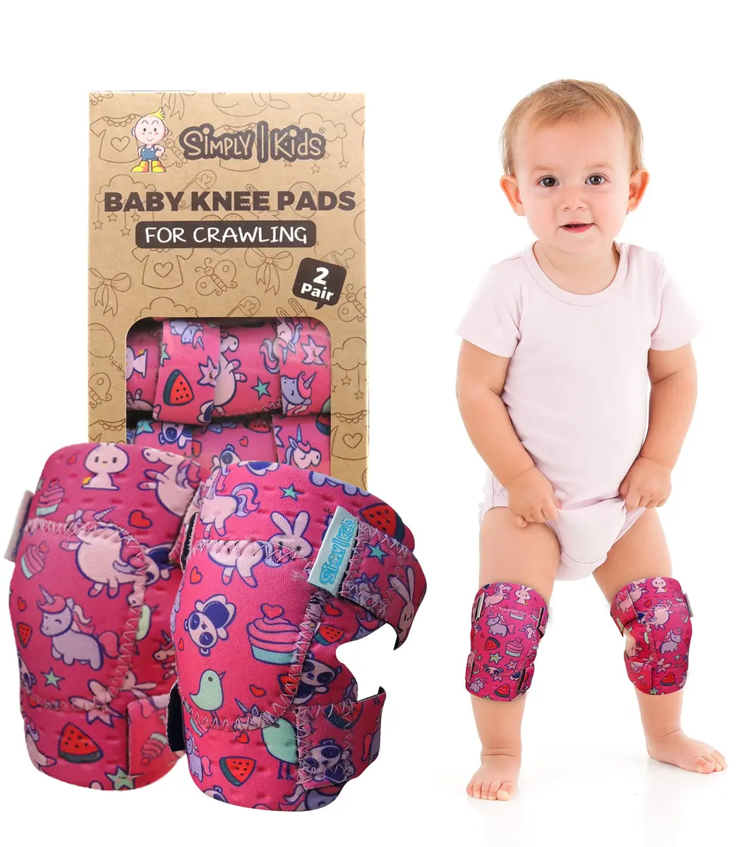 Simply Kids Toddler Knee Pads for Crawling & Walking (2 Pairs, Unicorn) | Adjustable Baby Knee Protector for 6-24 Months - main product image