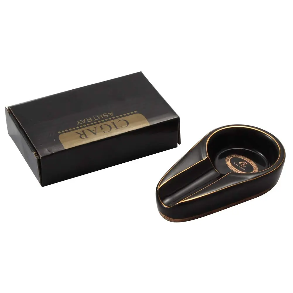 Galiner Ceramic Cigar Ashtray with Golden Line | Portable Outdoor Ashtray for Desktops and Travel - view 8