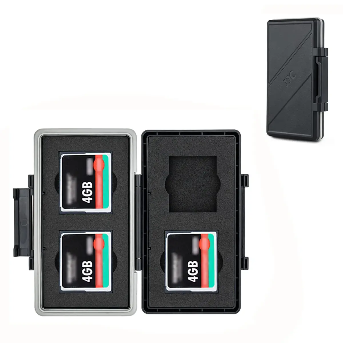 JJC Black 4-Slot CF Card Case | Water-Resistant & Anti-Shock for Compact Flash Cards - main product image
