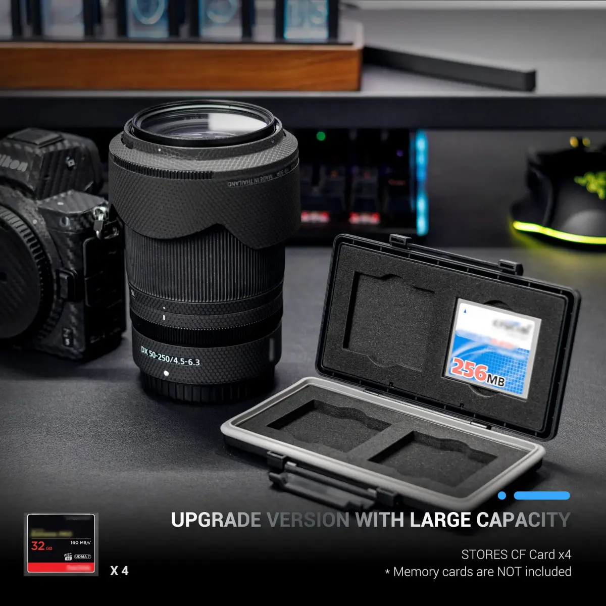 JJC Black 4-Slot CF Card Case | Water-Resistant & Anti-Shock for Compact Flash Cards - view 2